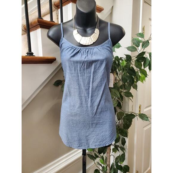 Time And Tru Blue 100% Cotton Sleeveless Adjustable Cami Tank Shirt Size Small - Picture 1 of 9
